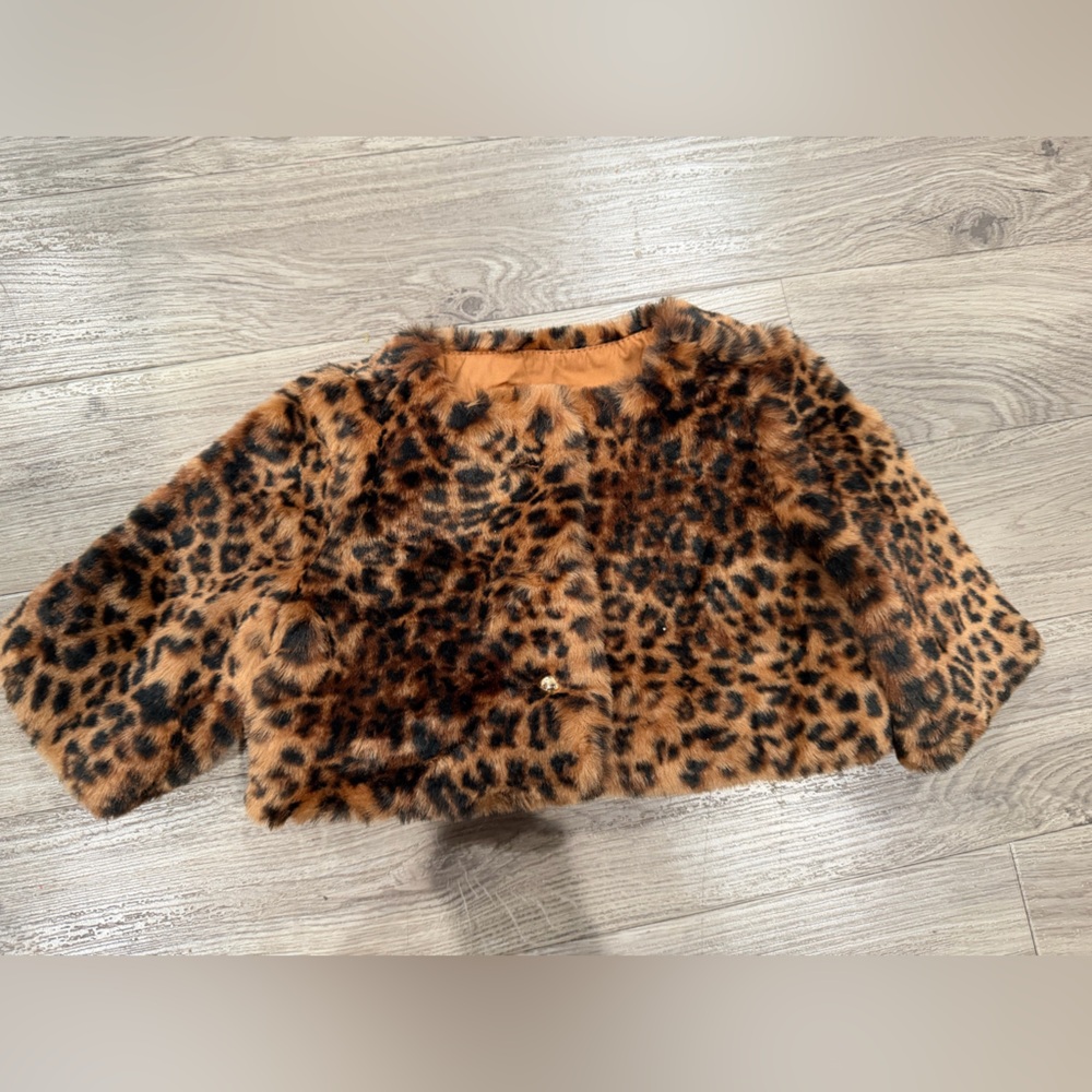 Janie and Jack Brown Leopard Faux Fur Coat - NEW WITH TAGS - Size 6-12 months